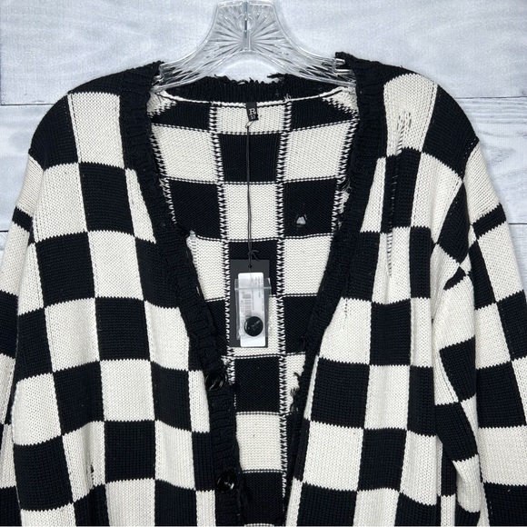 ❌SOLD❌R13 Distressed Edge Checkered Cardigan - Picture 5 of 9